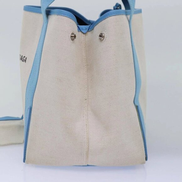 BALENCIAGA Navy Cabas S Hand Bag Canvas Blue Gray 339933 Auth ac3029V - Picture 10 of 16